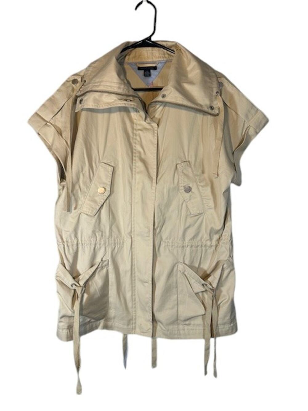 Tommy Hilfiger Beige Short Sleeve Collared Casual Full Zip Jacket Women Sz M